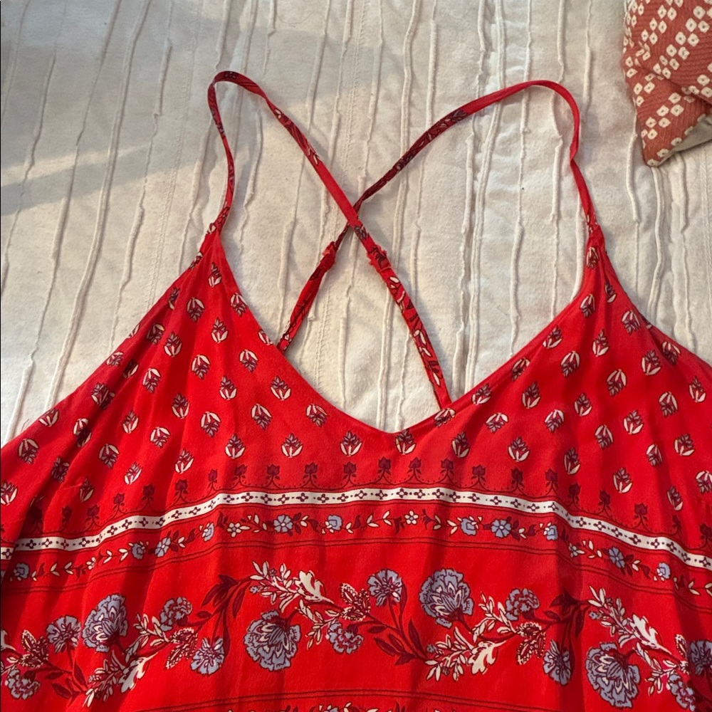 Old Navy Red Printed Maxi Dress - Picture 3 of 5